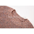 Women's Knitted Fancy Crew-Neck Chunky Pullover